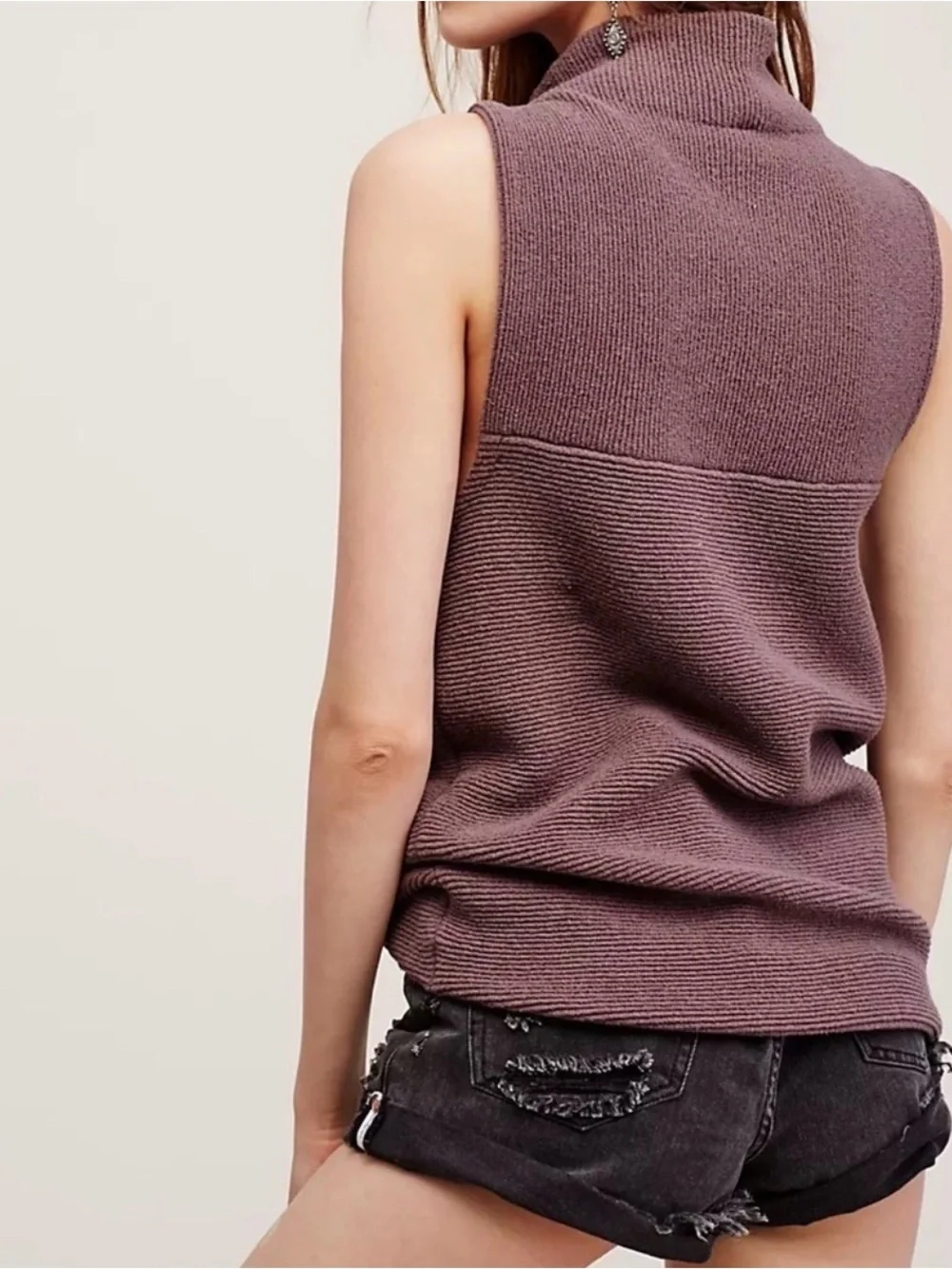 Free People Isla Ottoman sleeveless ribbed turtleneck tunic size small